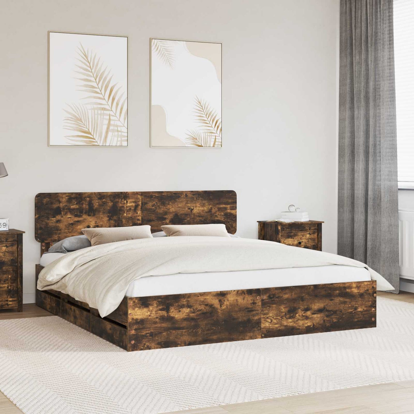 Struttura del letto Quercia Affumicata 200 x 200 cm