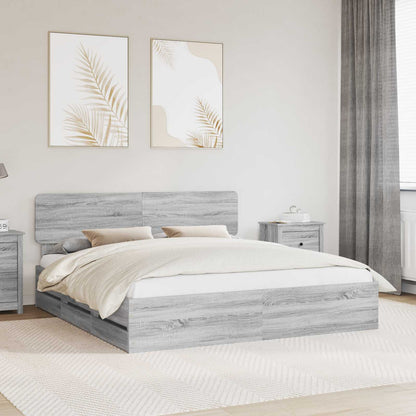 Struttura del letto con testiera Sonoma grigia 200 x 200 cm