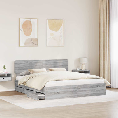Struttura del letto con testiera Sonoma grigia 200 x 200 cm