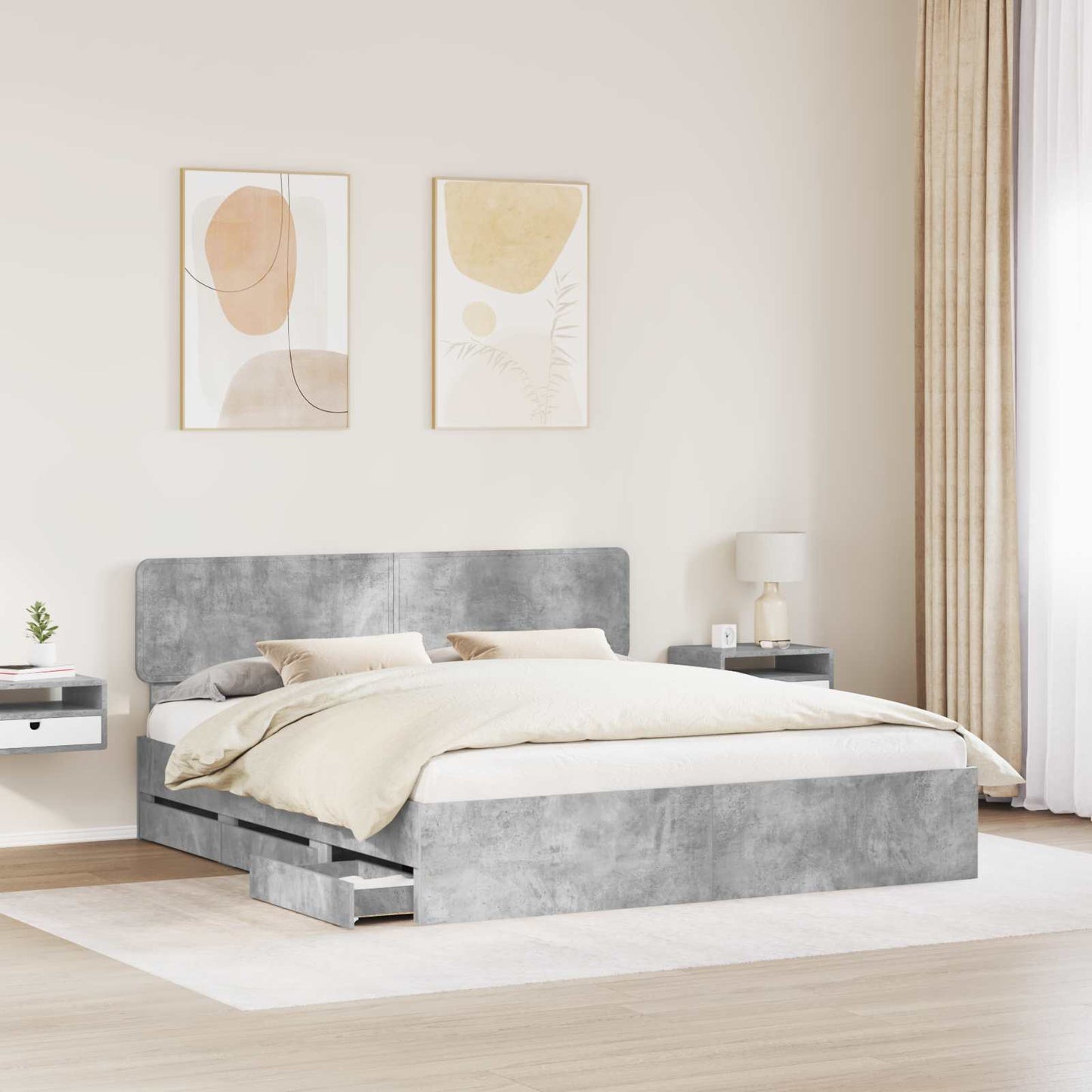 Struttura del letto con testiera Grigio cemento 180 x 200 cm
