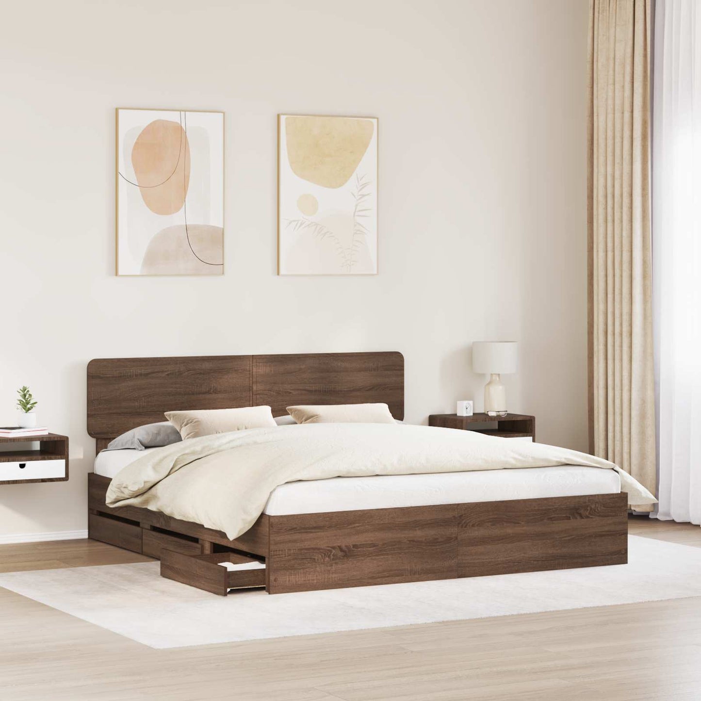 Struttura del letto con testiera Quercia marrone 180 x 200 cm