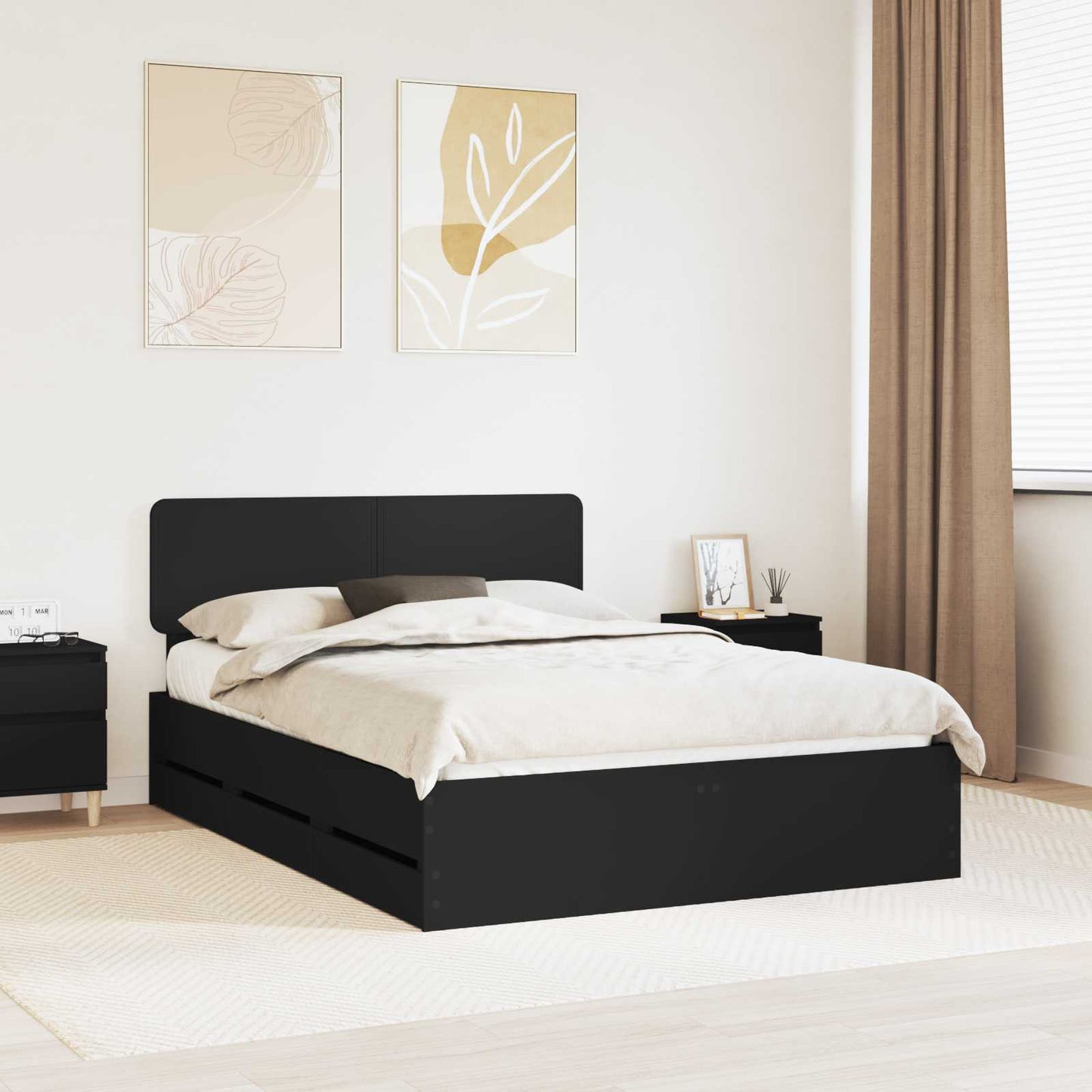 Struttura del letto Nero 160 x 200 cm Legno Ingegnerizzato