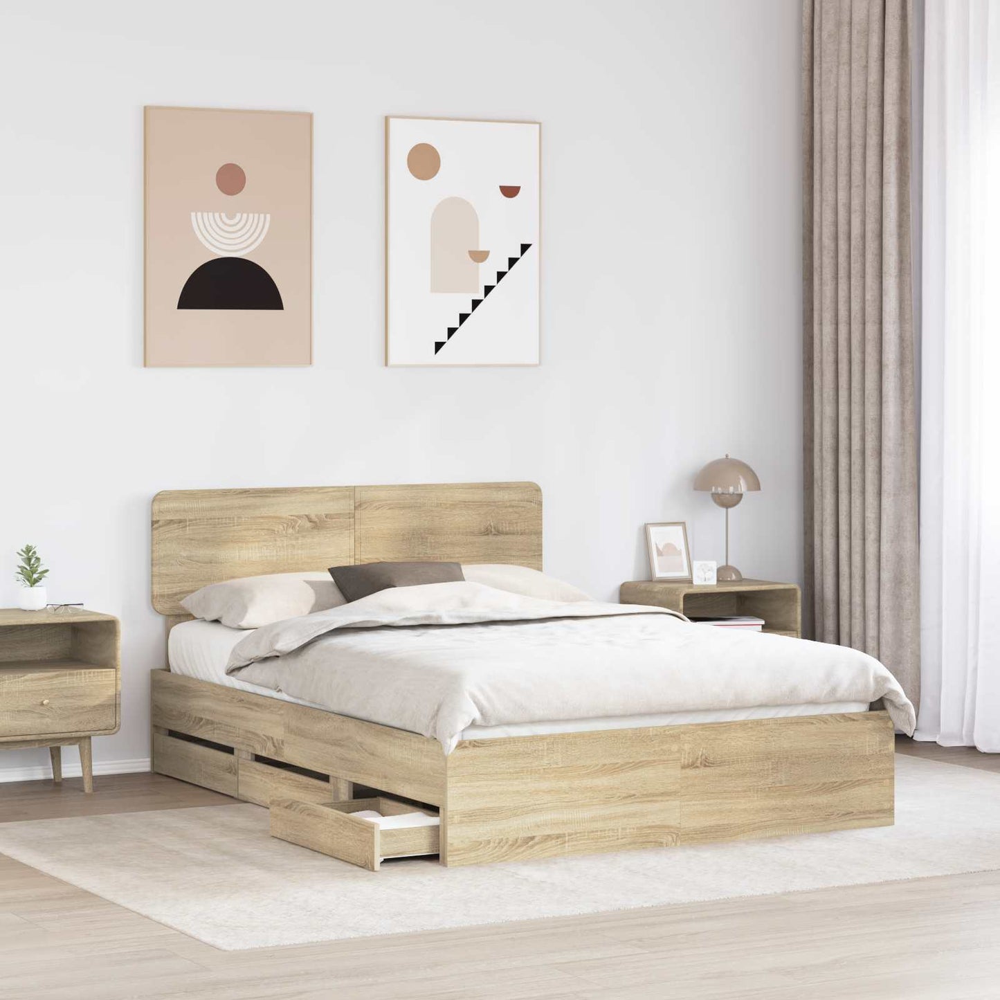 Struttura del letto con testiera Rovere Sonoma 160 x 200 cm