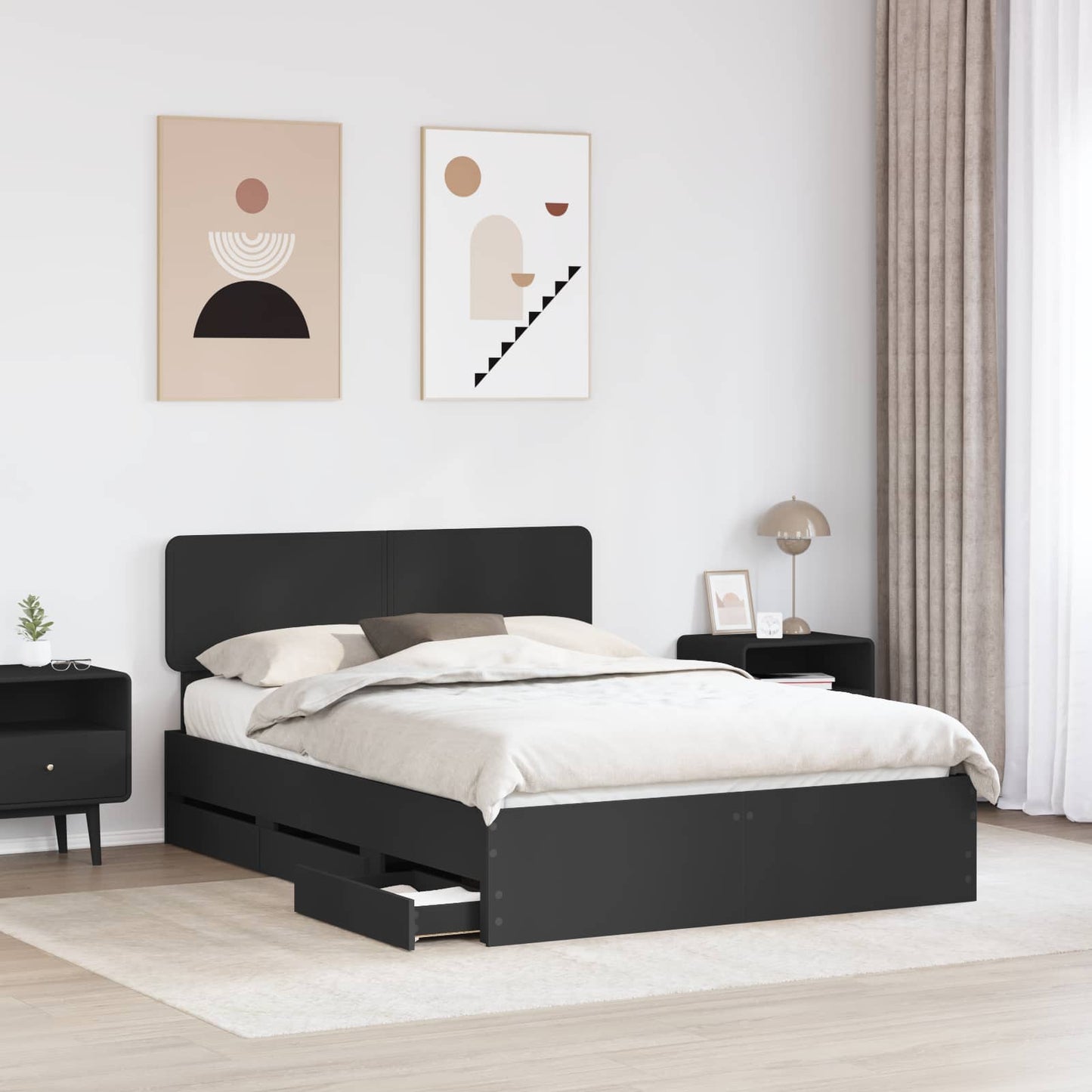 Struttura del letto Nero 140 x 200 cm Legno Ingegnerizzato