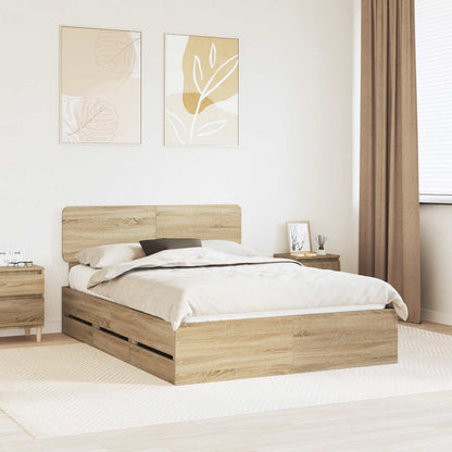 Struttura del letto con testiera Rovere Sonoma 140 x 200 cm