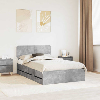 Struttura del letto con testiera Grigio cemento 135 x 190 cm