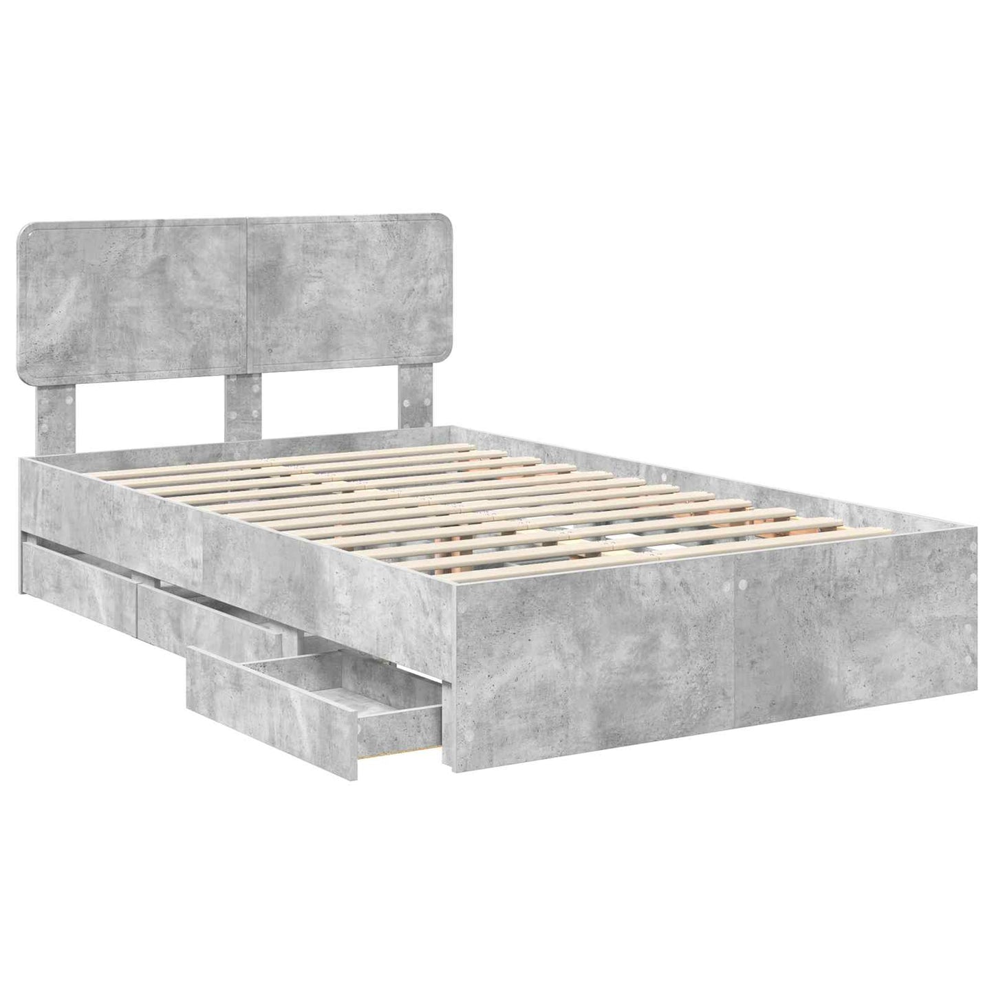 Struttura del letto con testiera Grigio cemento 135 x 190 cm