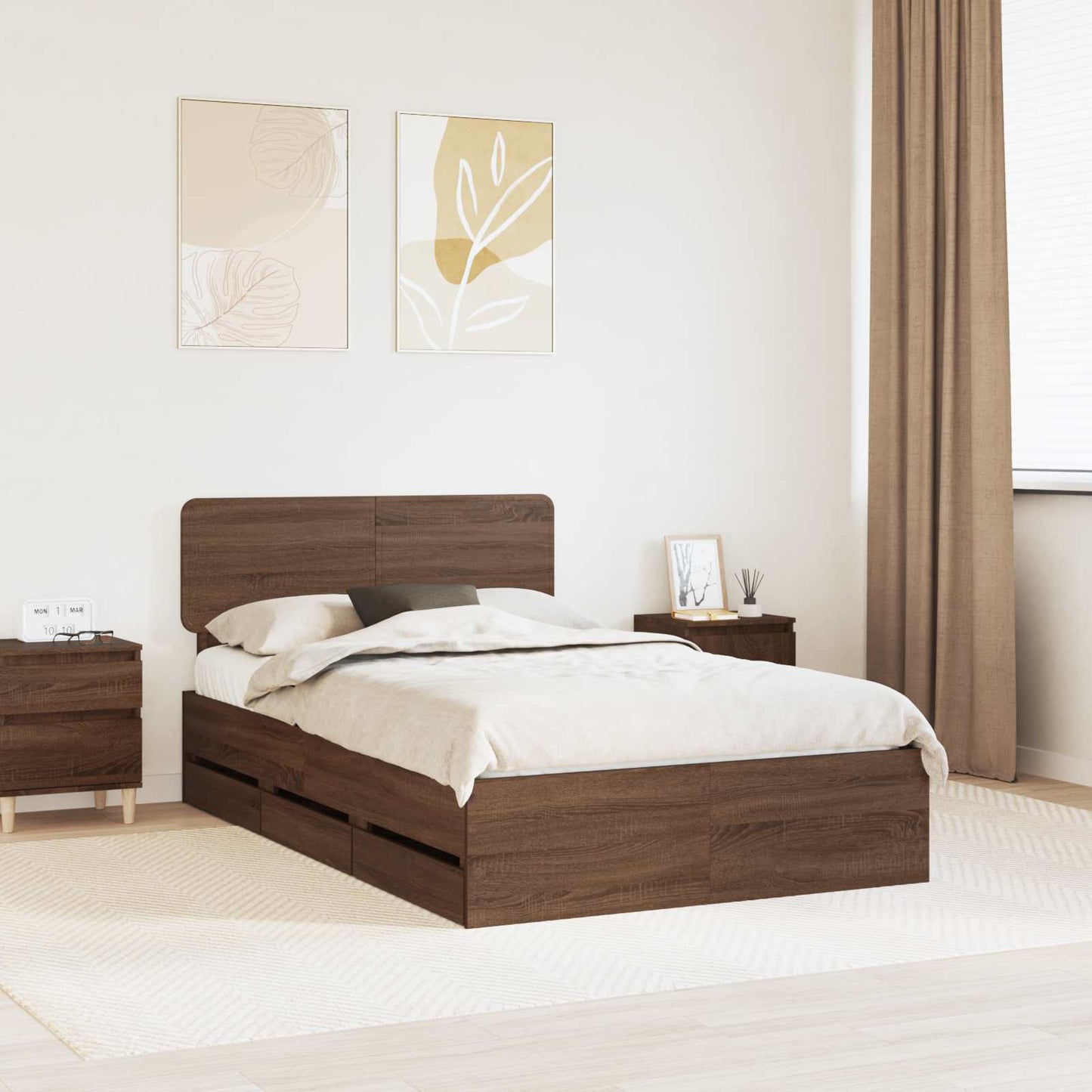 Struttura del letto con testiera Quercia marrone 135 x 190 cm