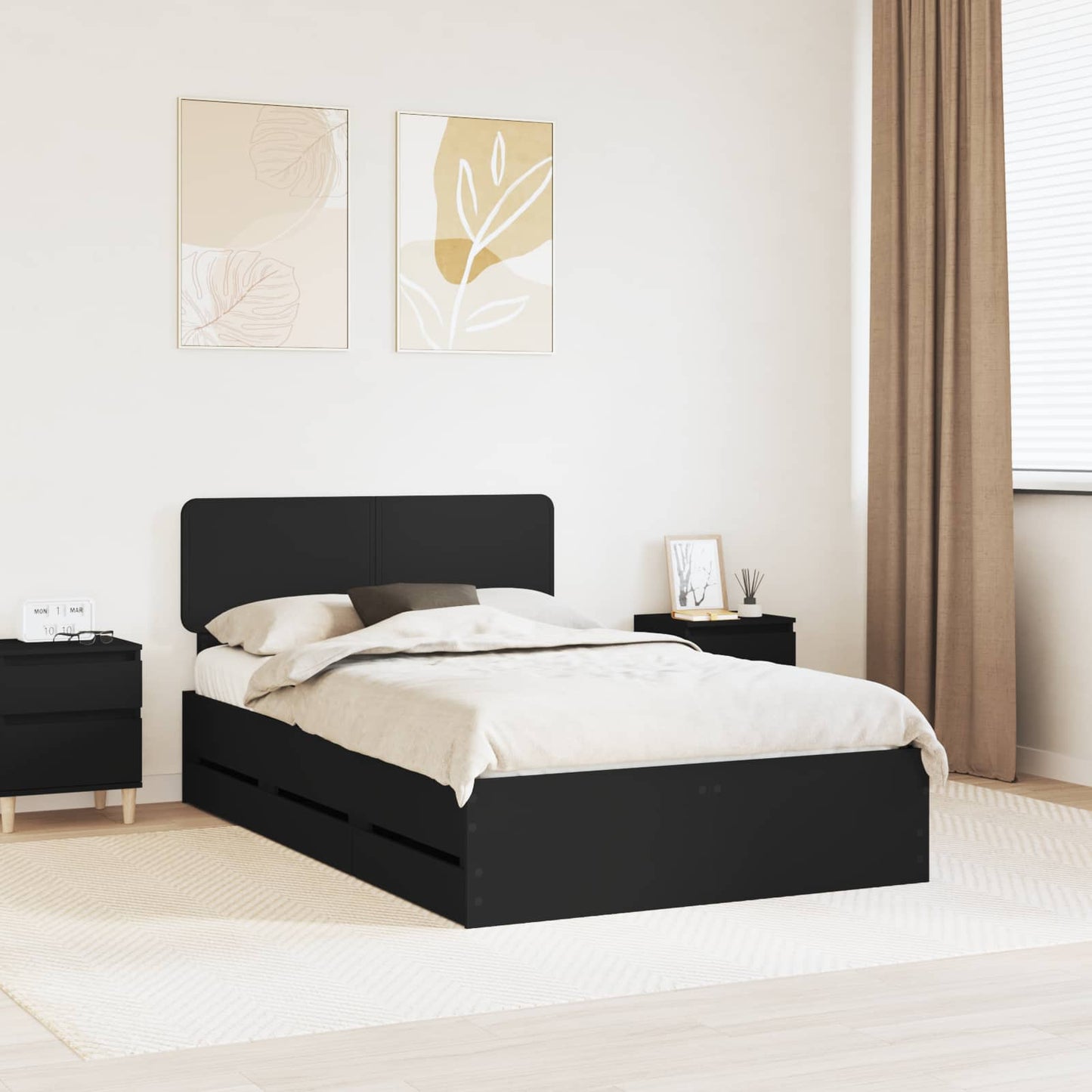 Struttura del letto Nero 120 x 190 cm Legno Ingegnerizzato