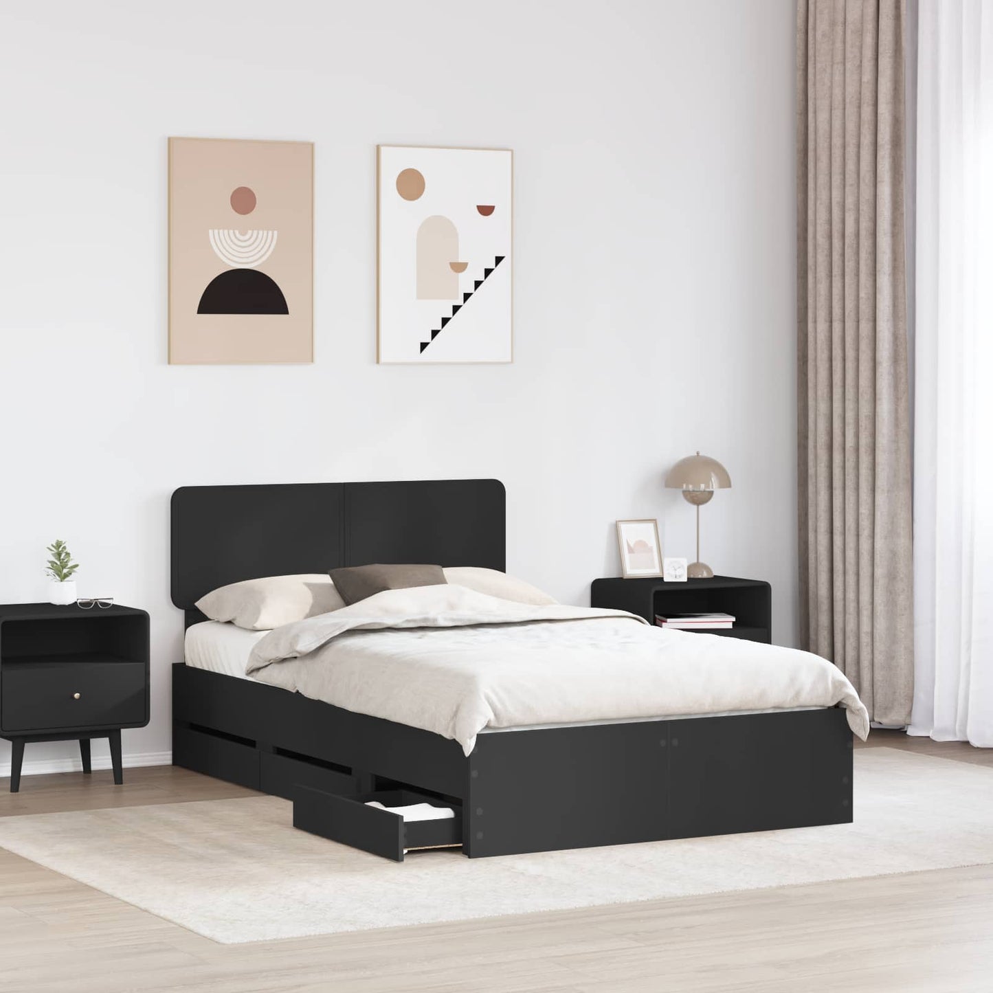 Struttura del letto Nero 120 x 190 cm Legno Ingegnerizzato
