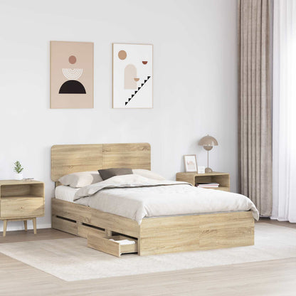 Struttura del letto con testiera Rovere Sonoma 120 x 190 cm