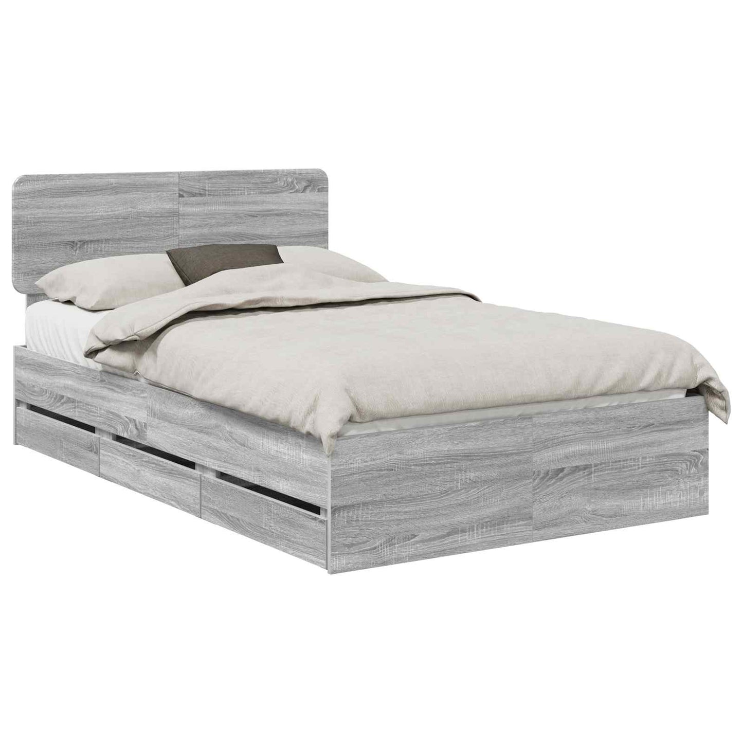 Struttura del letto con testiera Sonoma grigia 120 x 190 cm