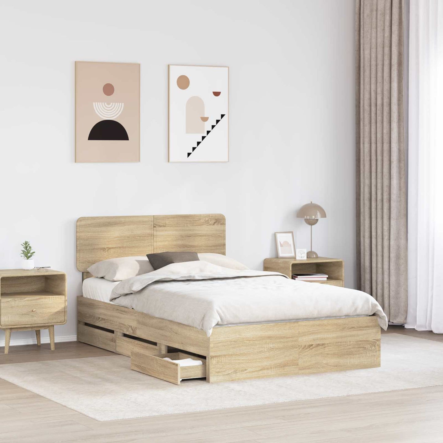 Struttura del letto con testiera Rovere Sonoma 120 x 200 cm