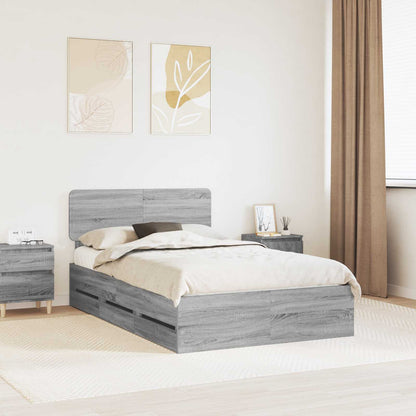 Struttura del letto con testiera Sonoma grigia 120 x 200 cm