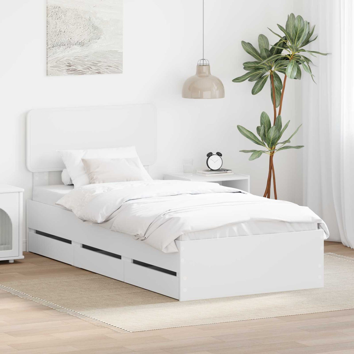 Struttura del letto Bianco 100 x 200 cm Legno Ingegnerizzato