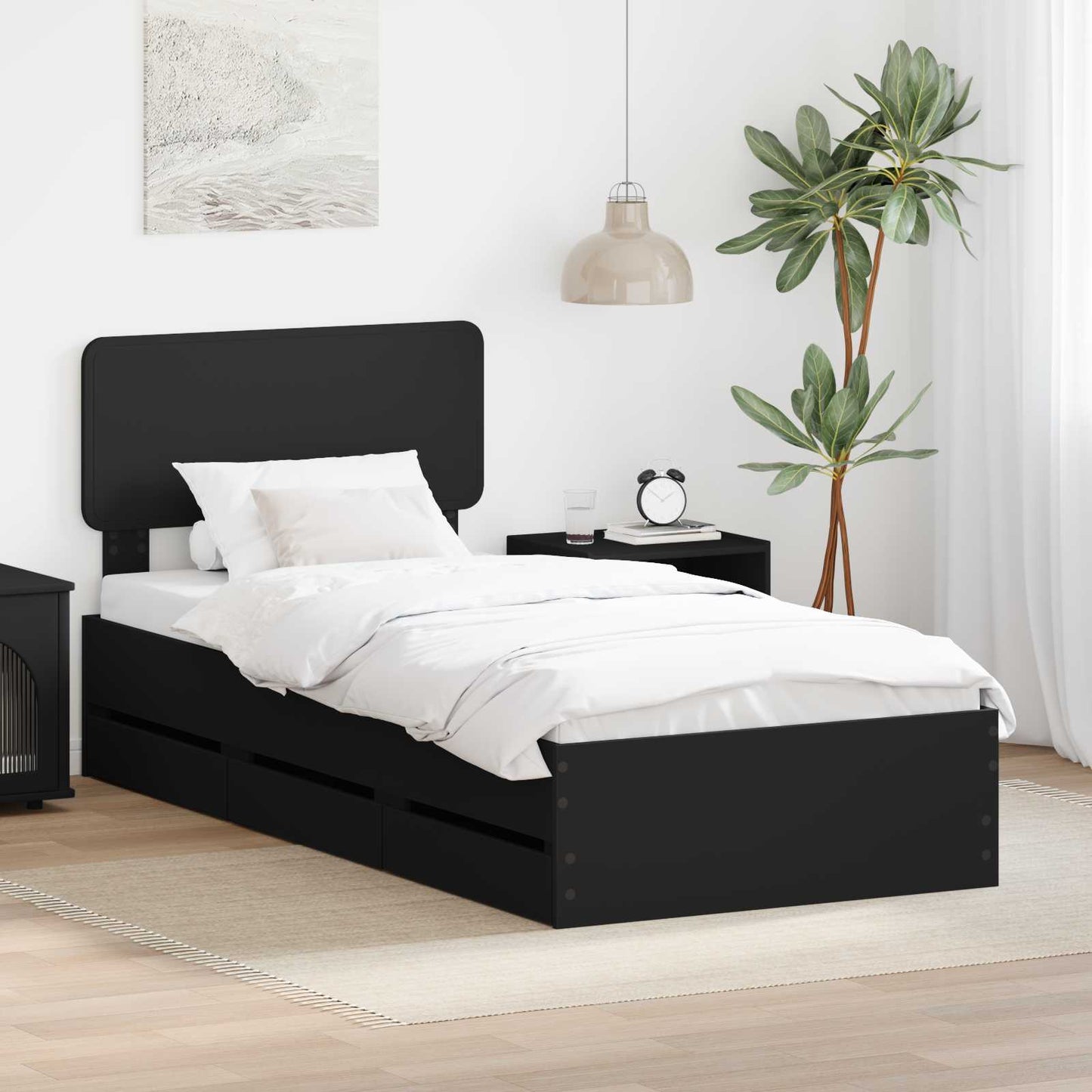 Struttura del letto Nero 100 x 200 cm Legno Ingegnerizzato
