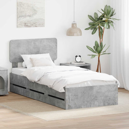 Struttura del letto con testiera Grigio cemento 100 x 200 cm