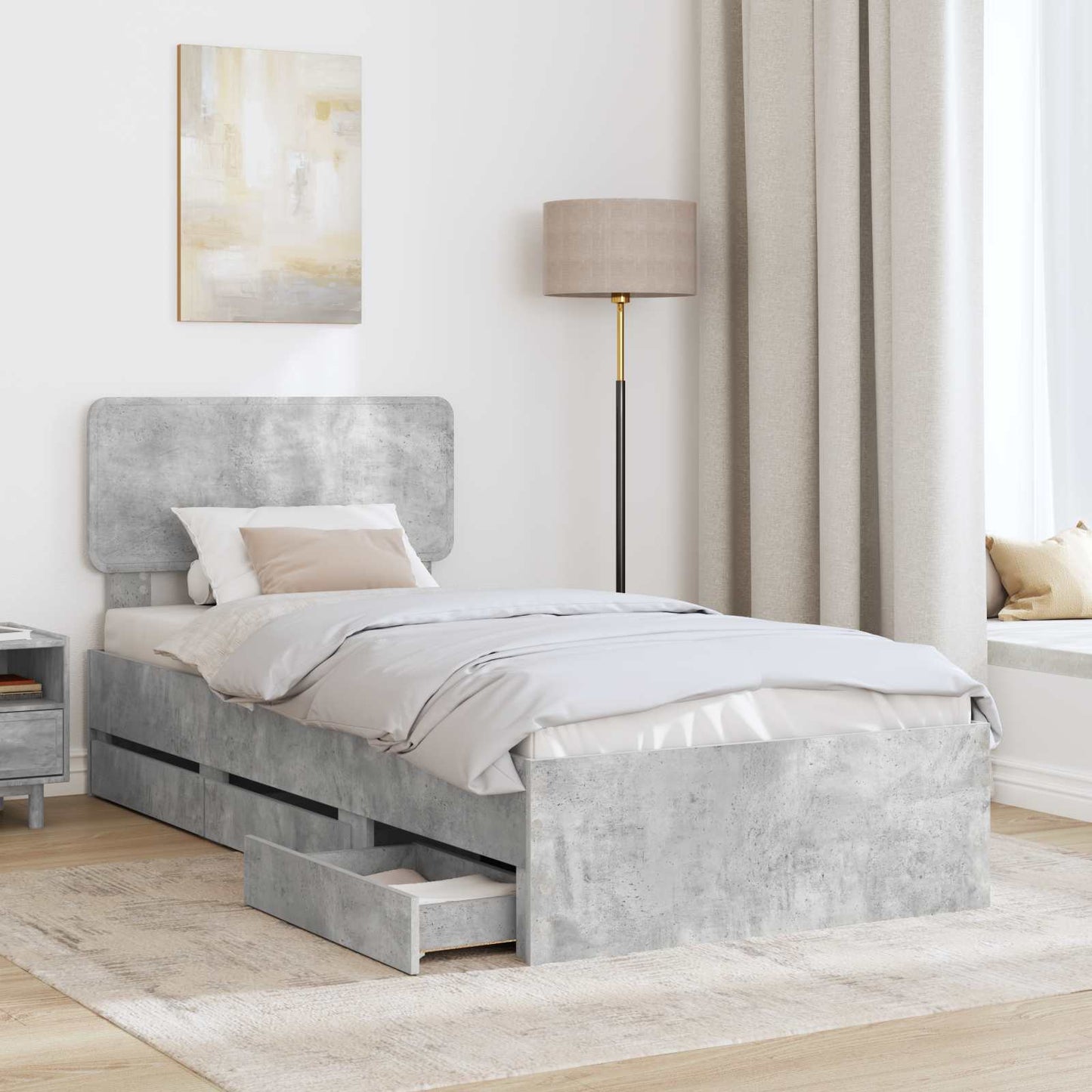 Struttura del letto con testiera Grigio cemento 100 x 200 cm