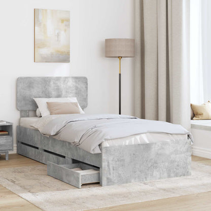 Struttura del letto con testiera Grigio cemento 100 x 200 cm