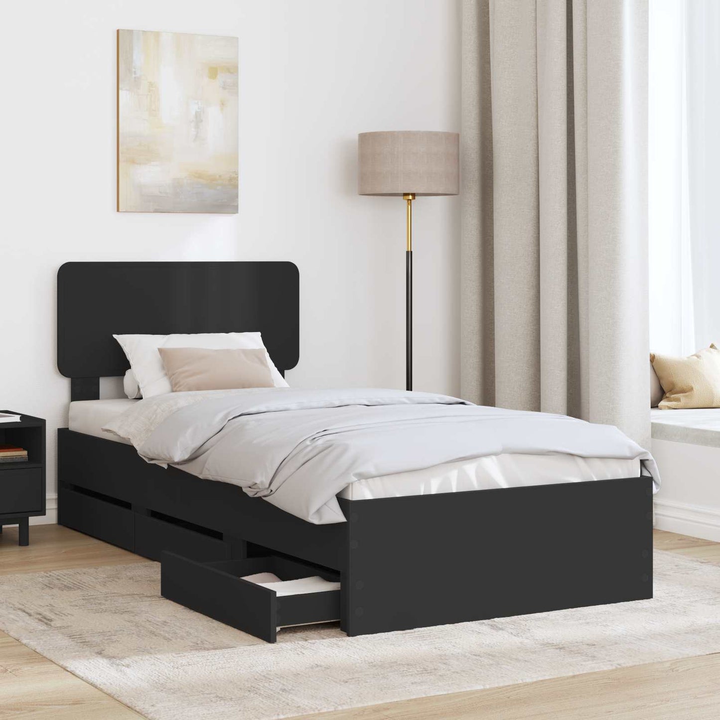 Struttura del letto Nero 90 x 190 cm Legno Ingegnerizzato
