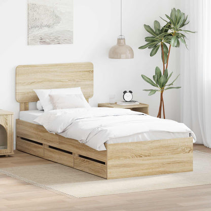 Struttura del letto con testiera Rovere Sonoma 90 x 190 cm