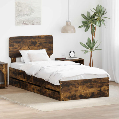 Struttura del letto con testiera Quercia Affumicata 90 x 190 cm