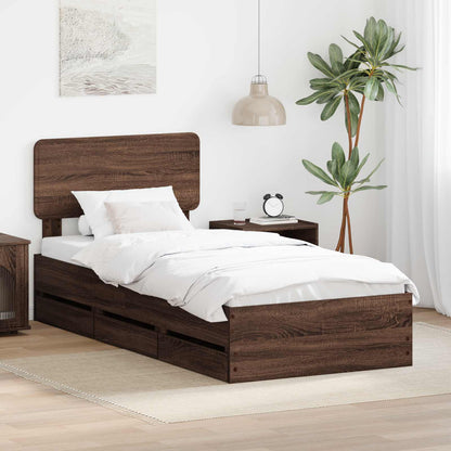 Struttura del letto con testiera Quercia marrone 75 x 190 cm