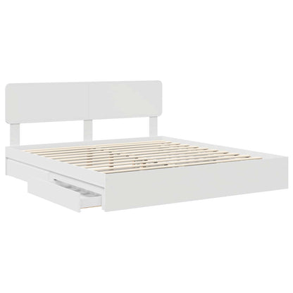 Letto con Contenitore Bianco 200 x 200 cm Legno multistrato