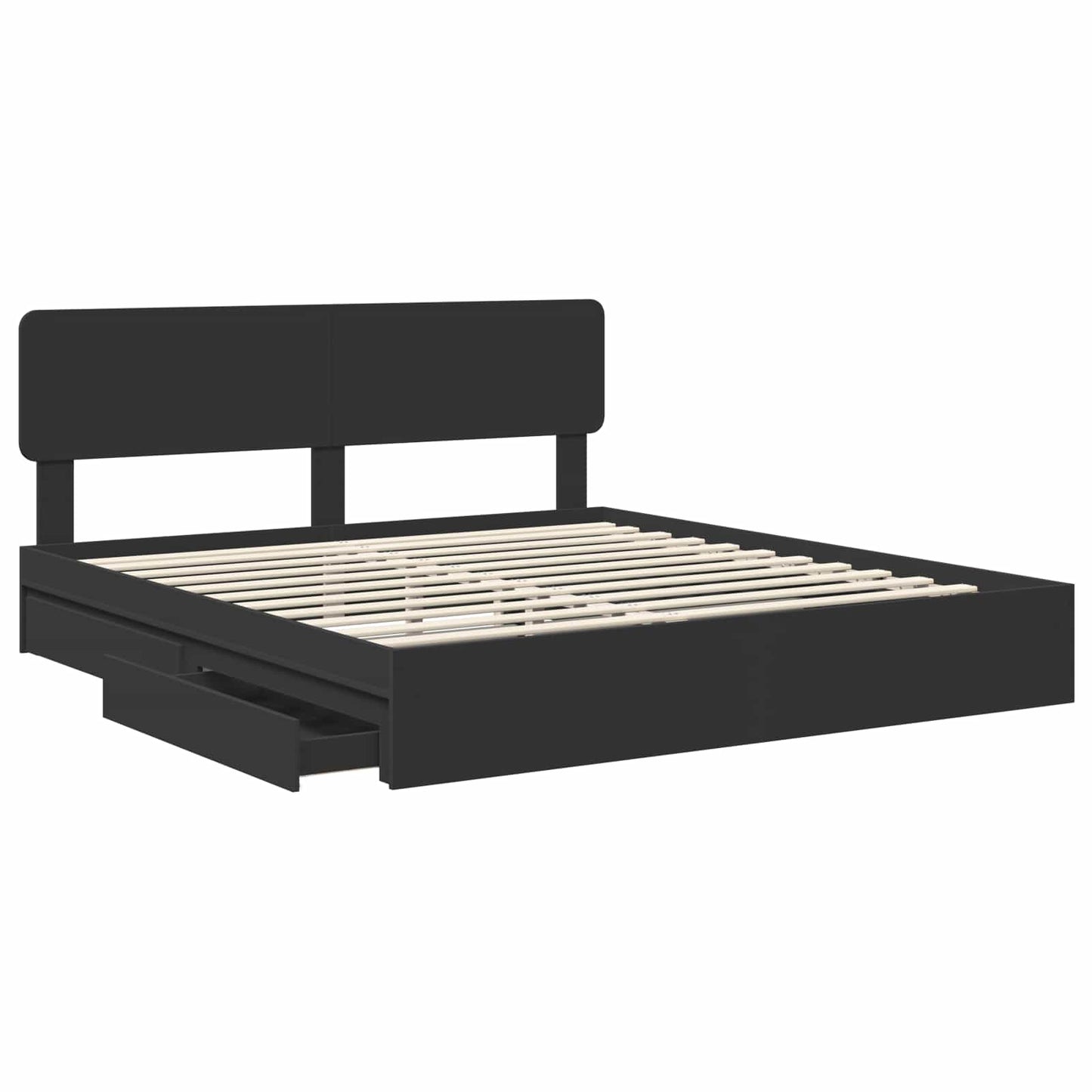 Letto con Contenitore Nero 200 x 200 cm Legno multistrato