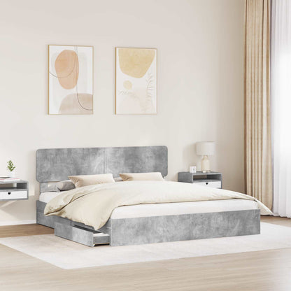 Letto con Contenitore con testiera Grigio cemento 200 x 200 cm