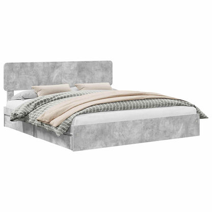 Letto con Contenitore con testiera Grigio cemento 200 x 200 cm