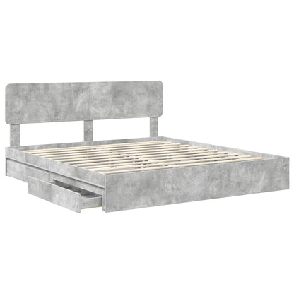 Letto con Contenitore con testiera Grigio cemento 200 x 200 cm