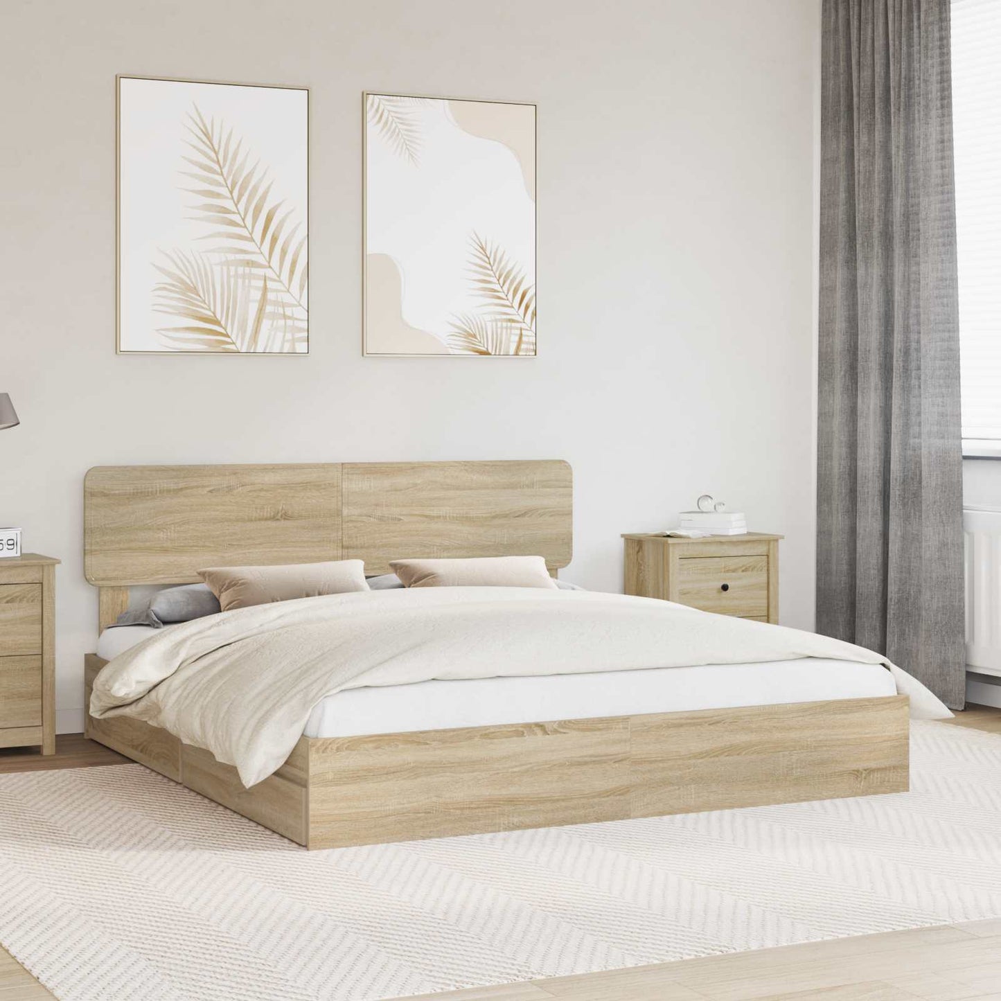 Letto con Contenitore con testiera Rovere Sonoma 180 x 200 cm