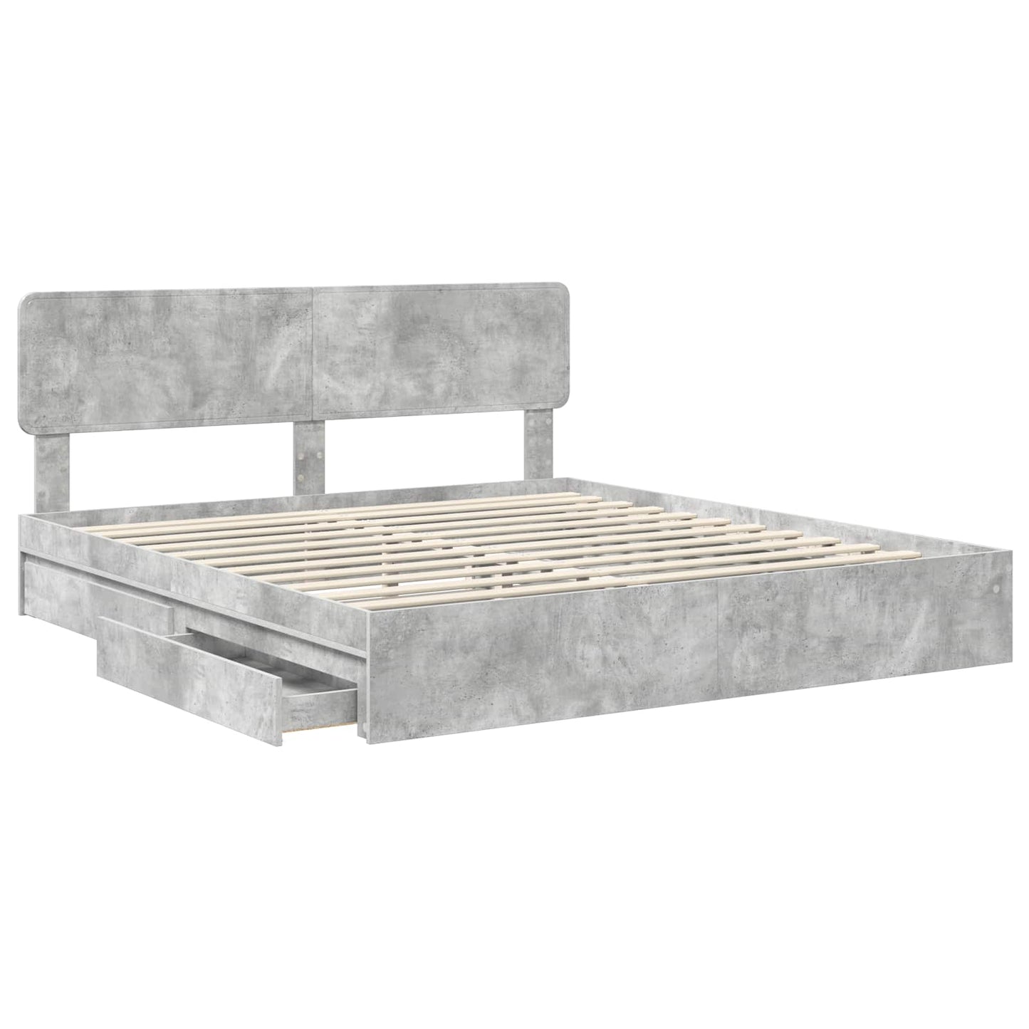 Letto con Contenitore con testiera Grigio cemento 180 x 200 cm