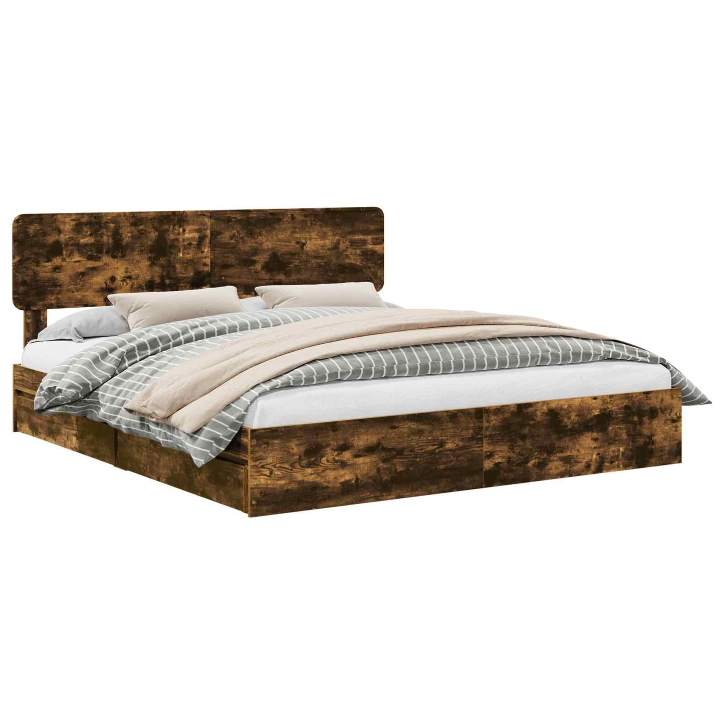 Letto con Contenitore con testiera Rovere fumÃ© 180 x 200 cm