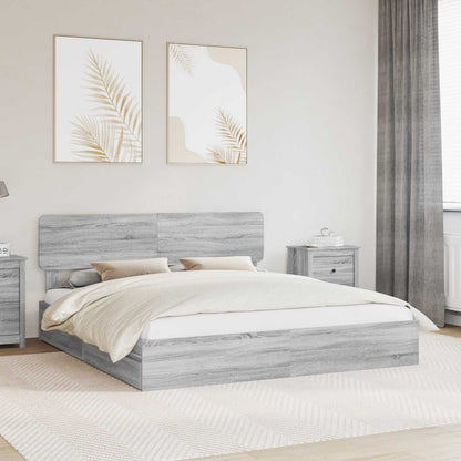 Letto con Contenitore con testiera Grigio Sonoma 180 x 200 cm
