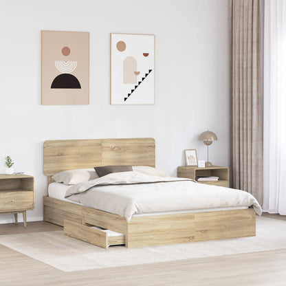 Letto con Contenitore con testiera Rovere Sonoma 160 x 200 cm