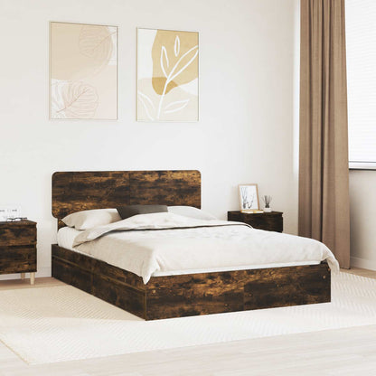 Letto con Contenitore con testiera Rovere fumÃ© 160 x 200 cm