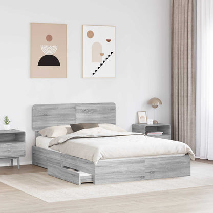 Letto con Contenitore con testiera Grigio Sonoma 160 x 200 cm