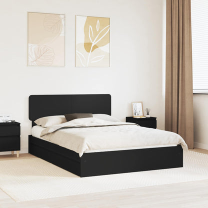 Letto con Contenitore Nero 150 x 200 cm Legno multistrato