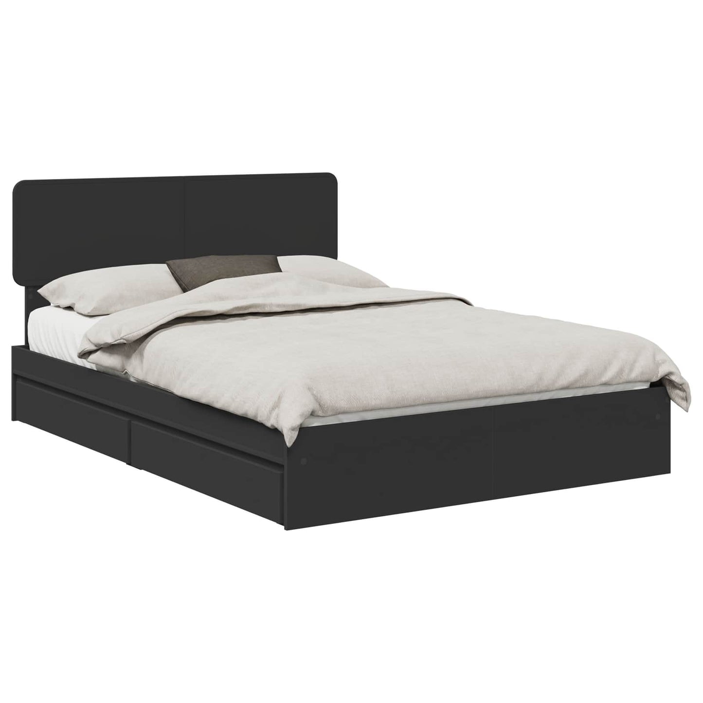 Letto con Contenitore Nero 150 x 200 cm Legno multistrato