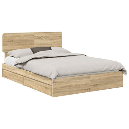 Letto con Contenitore con testiera Rovere Sonoma 150 x 200 cm