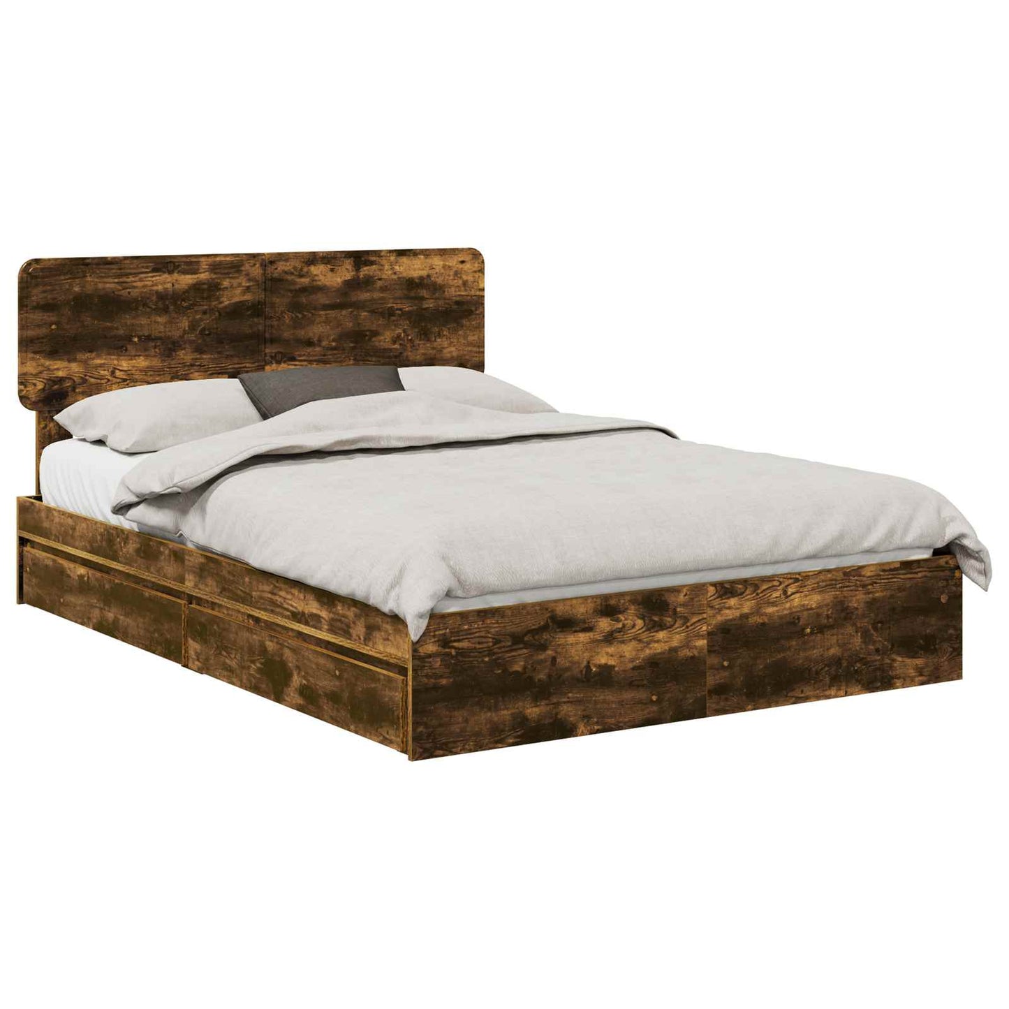 Letto con Contenitore con testiera Rovere fumÃ© 150 x 200 cm