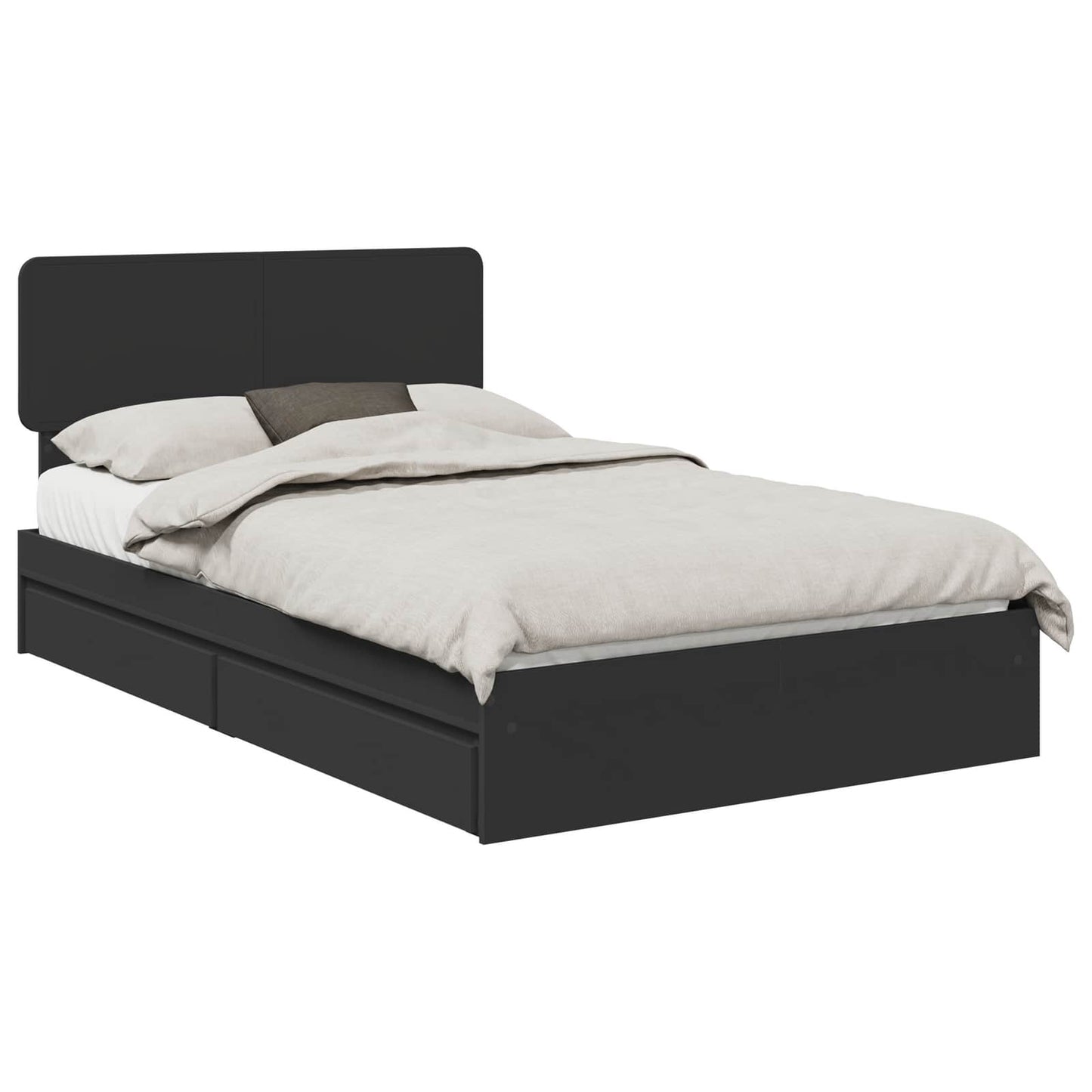 Letto con Contenitore Nero 135 x 190 cm Legno multistrato