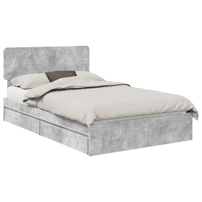 Letto con Contenitore con testiera Grigio cemento 135 x 190 cm