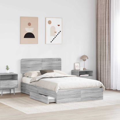 Letto con Contenitore con testiera Grigio Sonoma 135 x 190 cm