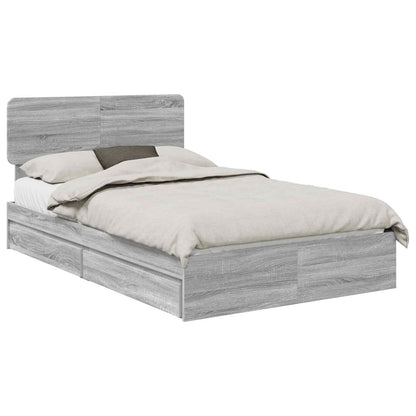 Letto con Contenitore con testiera Grigio Sonoma 135 x 190 cm