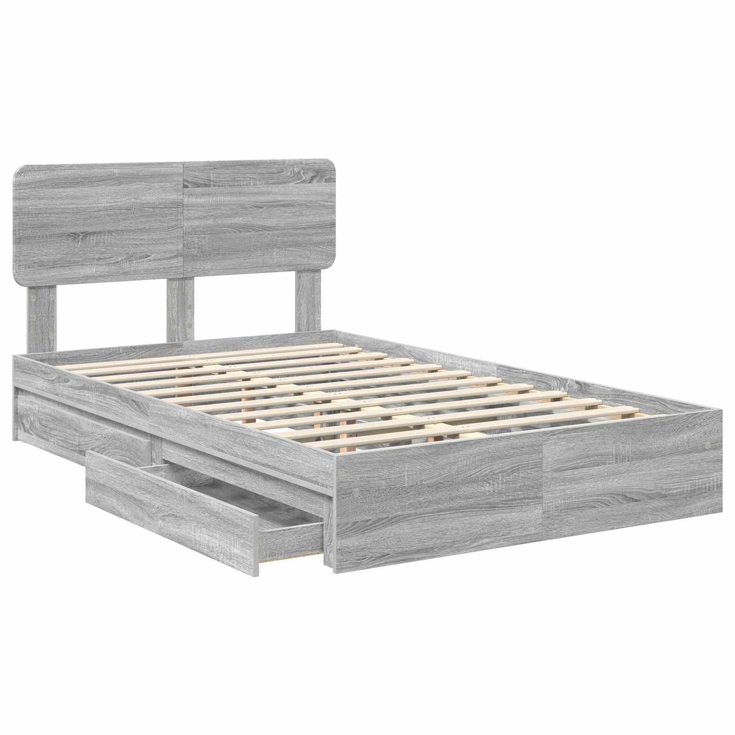 Letto con Contenitore con testiera Grigio Sonoma 135 x 190 cm