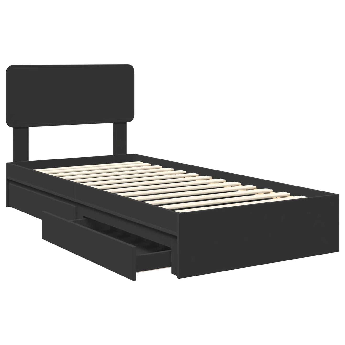 Letto con Contenitore Nero 100 x 200 cm Legno multistrato