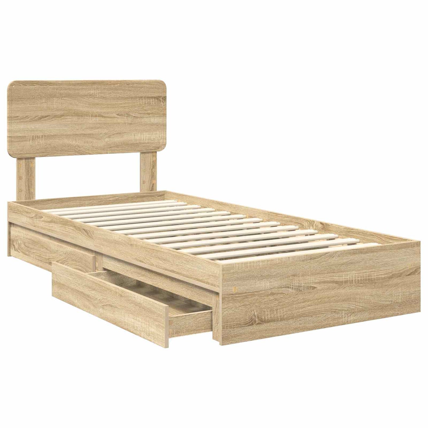 Letto con Contenitore con testiera Rovere Sonoma 100 x 200 cm